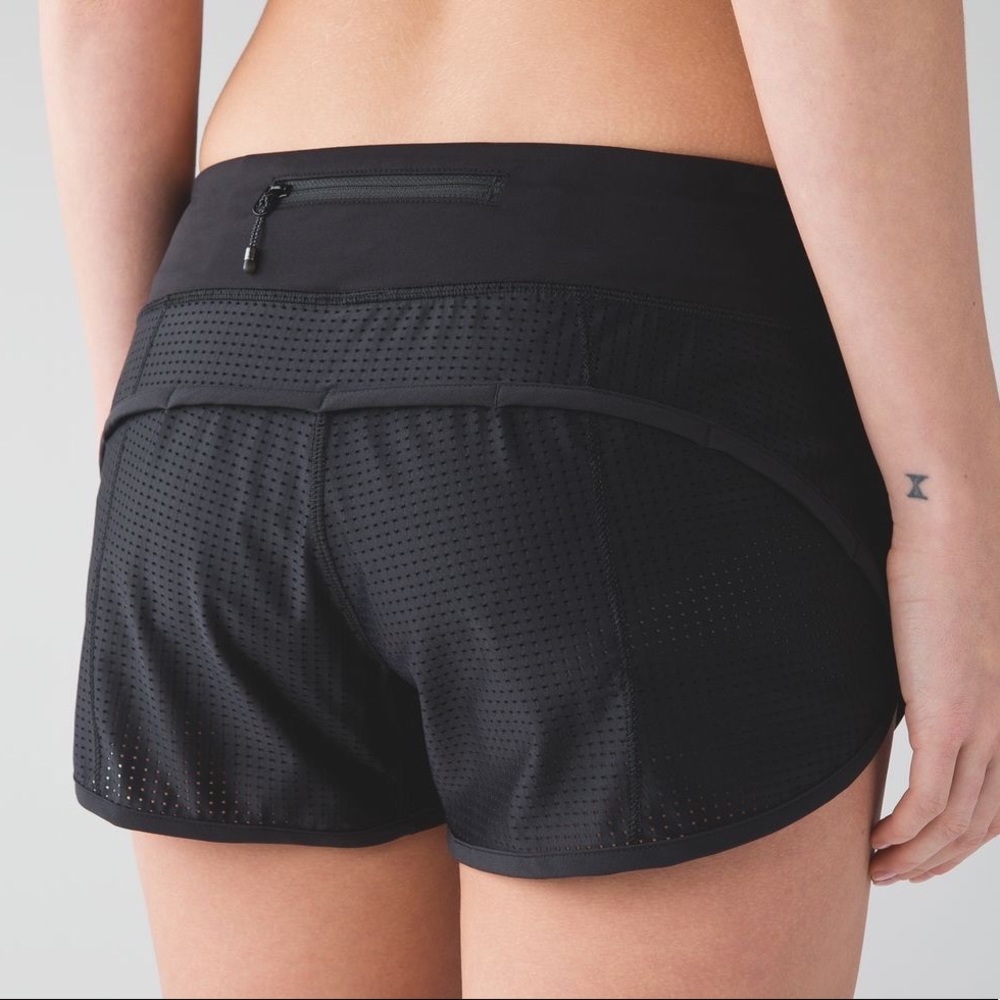 NWOT Lululemon Mesh, Lined Black Original Speed Short
